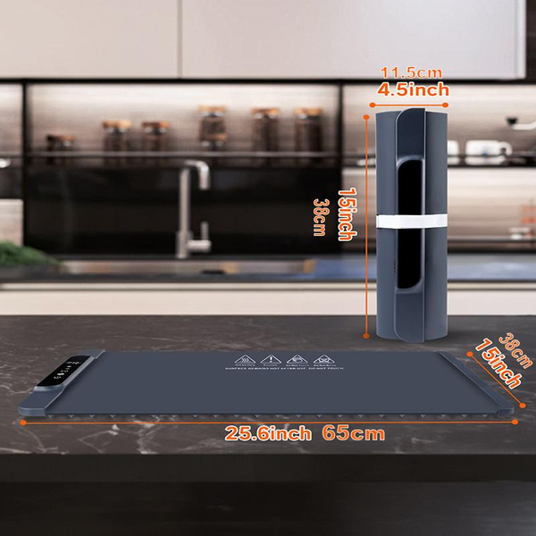 Silicone Food Warming Tray – Electric Heating Mat with 11 Temperature Settings, 10-Hour Timer, Full Surface Rapid Heating, Foldable for Kitchen Countertop & Buffet Parties