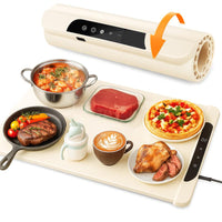 Silicone Food Warming Tray – Electric Heating Mat with 11 Temperature Settings, 10-Hour Timer, Full Surface Rapid Heating, Foldable for Kitchen Countertop & Buffet Parties